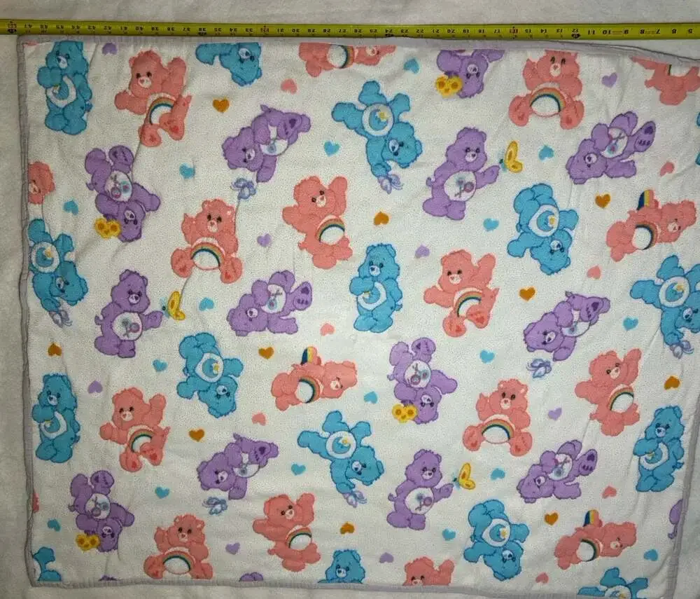 Care Bears Fleece Throw Blanket handmade 47” READ